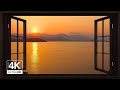 4k island sea during sunset window view  relaxing calming ambience white noise asmr