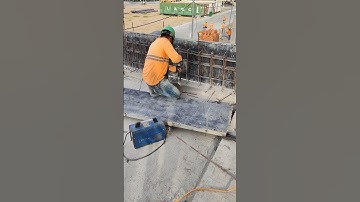 Technical chip concrete curb to install rebar of concrete wall