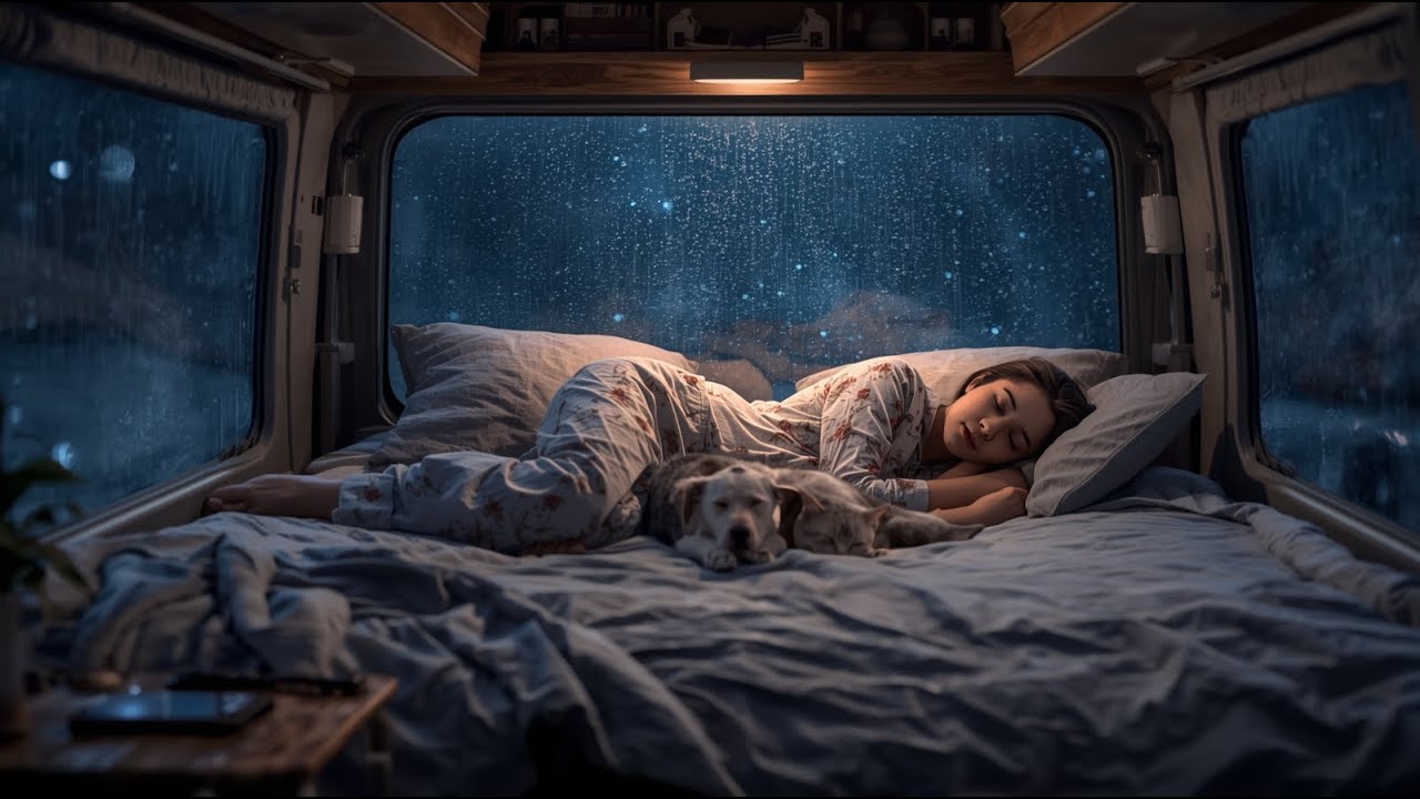 LIVE 🔴 Cozy Van Sleep in Heavy Rain 🌧️ ASMR Rain Sounds for Deep Sleep, Relaxation & Anxiety Relief