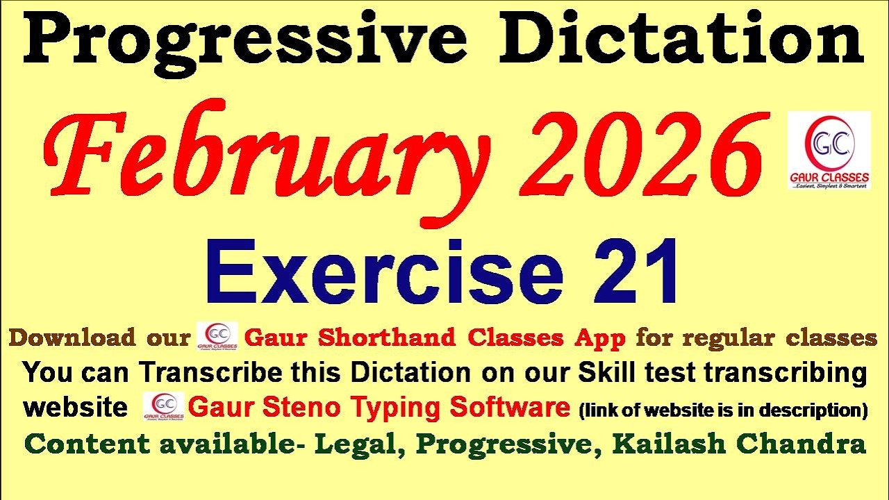 Progressive February 2026 Dictation 80 WPM 100 WPM || Gaur Shorthand Classes | SSC English Shorthand