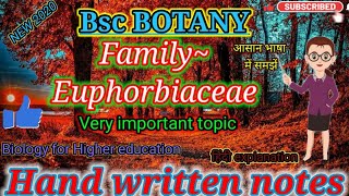 Family- Euphorbiaceae in Hindi// Botany B.Sc 2nd year  // Dicot family