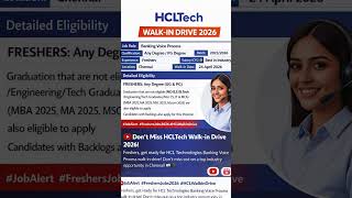 HCLTech Walk-in Drive 2026 | Banking Voice Process | Freshers Hiring in Chennai
