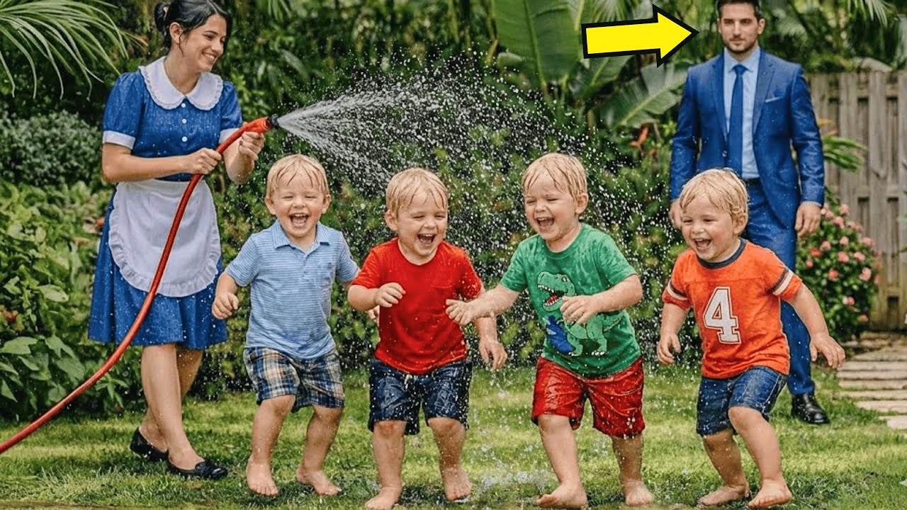 EL MILLONARIO VOLVIÓ A CASA ABATIDO — Y QUEDÓ HELADO AL VER LO QUE LA NIÑERA HIZO A SUS HIJOS