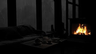 Rainy Night Repose😴 Unwind in a Cozy Cabin Room with Fireplace and Cold Rain - Say Goodbye to Stress