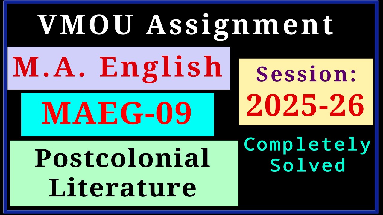 VMOU MAEG 09 Assignment July 2025 January 2026 VMOU MA English Assignment 2025-26 Final Year Solved