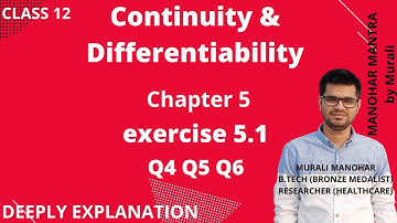 Chapter 5 Ex 5.1 Q4 Q5 Q6   Continuity and Differentiability class 12 Maths || NCERT