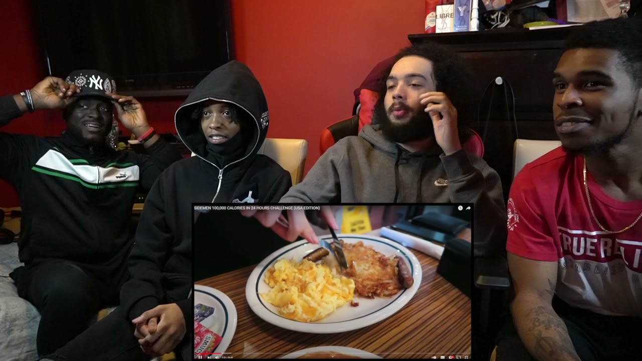 HARRY WASN'T PLAYING😂AMERICANS REACT TO SIDEMEN 100,000 CALORIES IN 24 HOURS CHALLENGE (USA EDITION)
