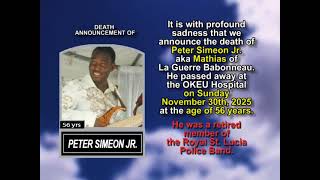 Peter Simeon Jr. ~ Short Obituary