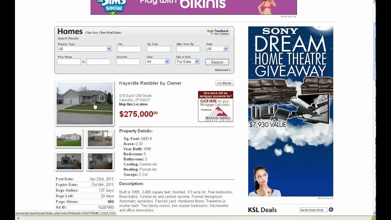 Ksl classfieds- Can I list a house?