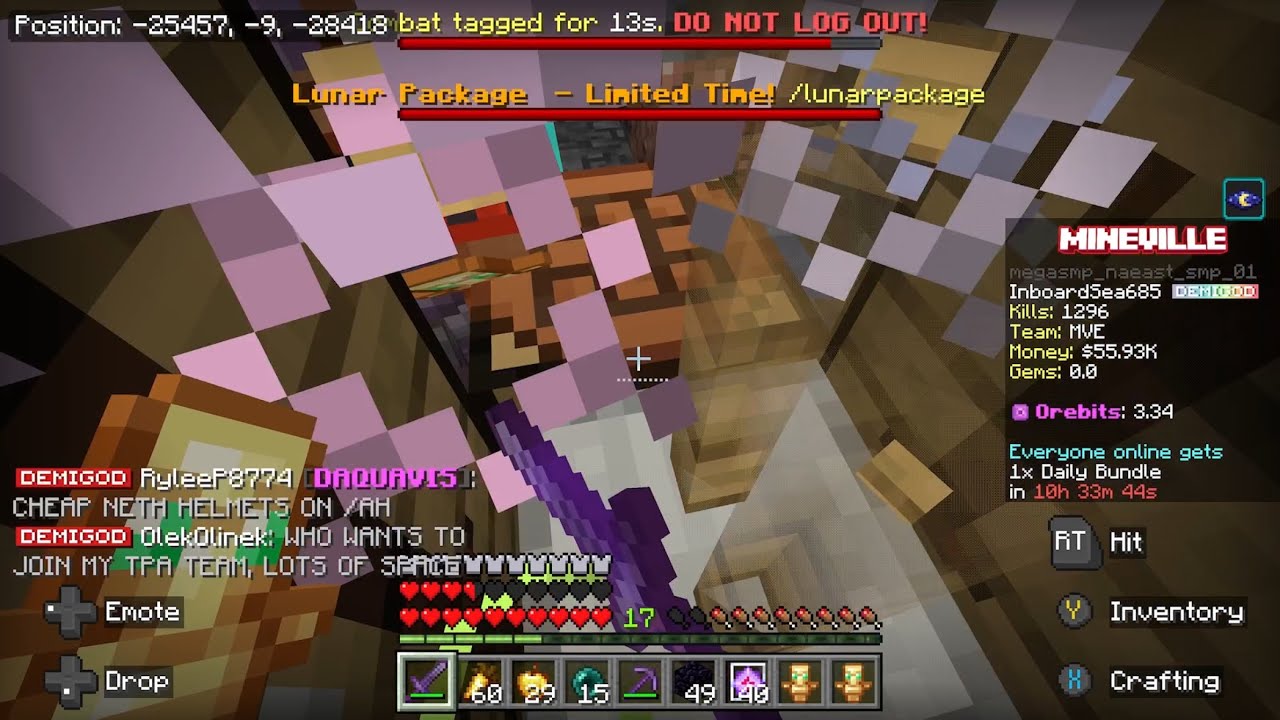 Koth, Crystal PVP and insane Netherite kills back to back in the Mineville SMP!