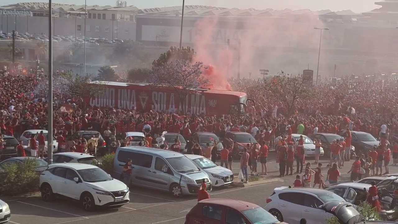Llegada del autobús del Real Murcia