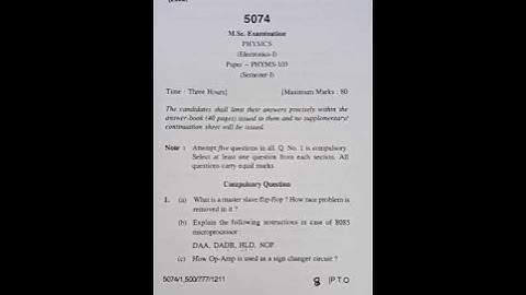 Msc physics Electronics -1(phyMs-103) previous answer question paper 📜