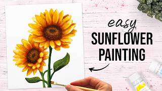 The Easiest Way to Paint Sunflowers with Acrylic Paint | How to Paint Flowers for Beginners