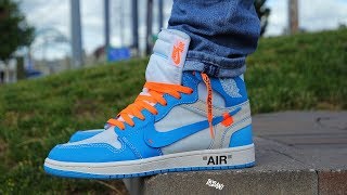 off white jordan unc on feet