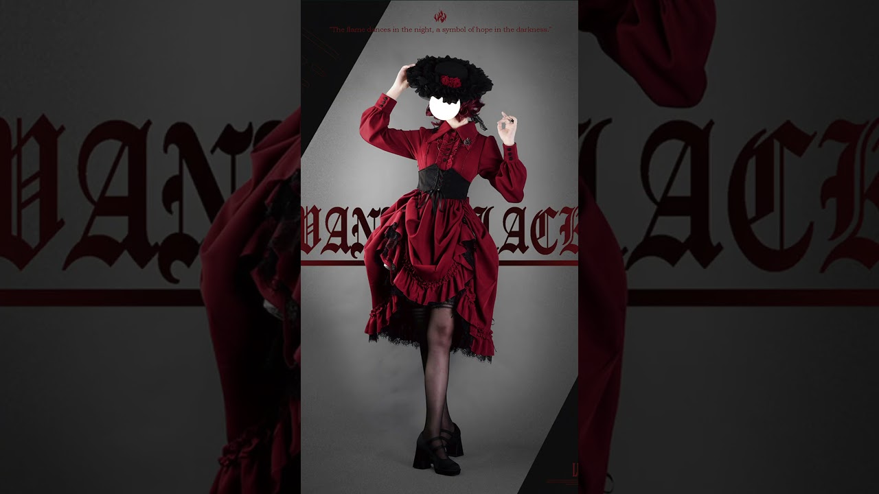 受注予約】 ゴスロリ｜深紅ドレープが揺れるロング丈シャツワンピ