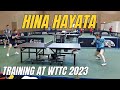 Hina Hayata, Sun Yingsha, Chen Meng training at WTTC Durban 2023