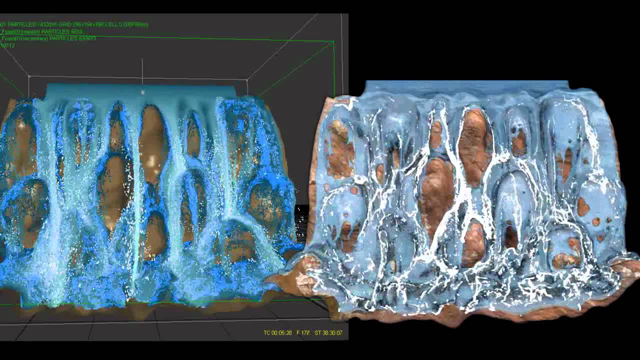 Тест водопад. Водопад туториал. Вода 3д симуляция красиво результат. Реалфлоу 4дсинема. Как сделать симуляцию воды.