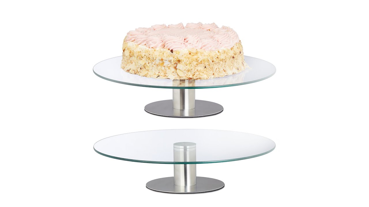 Relaxdays Plat à gâteau sur pied, assiette en verre, plateau service rond,  tartes et gâteaux, HxD : 9x30 cm, transparent