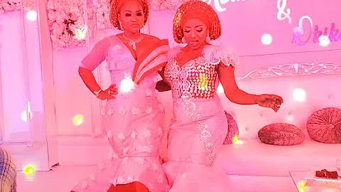 See Mercy Aigbe and Mide Martins Gorgeous Outfit as they snap and dance together at OBA 2018 wedding