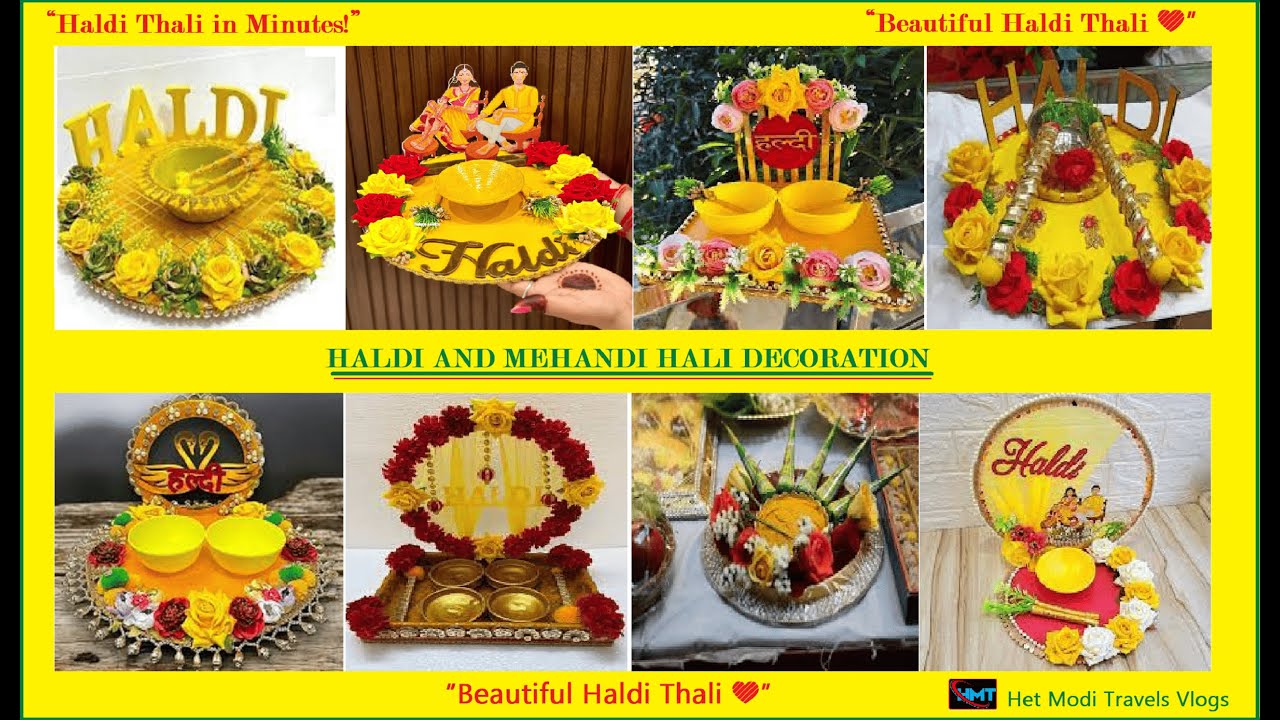 Haldi-Mehndi plate Decoration,Beautiful Haldi Thali Decoration Using Simple Items, haldithalidecorat