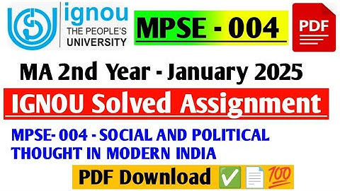 IGNOU 2nd Year MA History & MA Political Science MPSE 04 Assignment Solved Answer January 2025 IGNOU