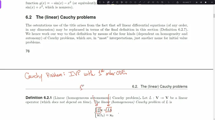 The linear ODE and Cauchy problem