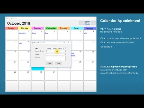 How to coding Sample Calendar Appointment with VB.NET + MS Access no plugins needed