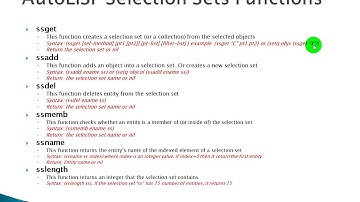 AutoLISP - Selection Sets Topics