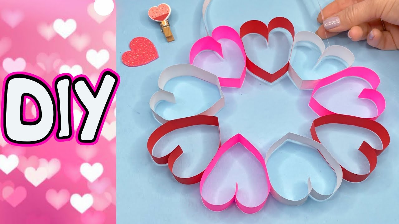 DIY Paper HEART wreath | Easy craft for Valentine's Day - YouTube