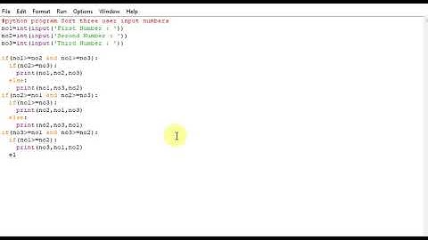 python program Sort three user input numbers