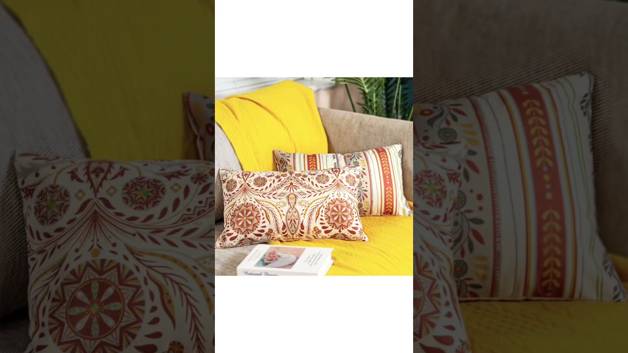 Boho Lumbar Throw Pillow Covers 12x20 Rustic Floral Rectangle Pillowcase 