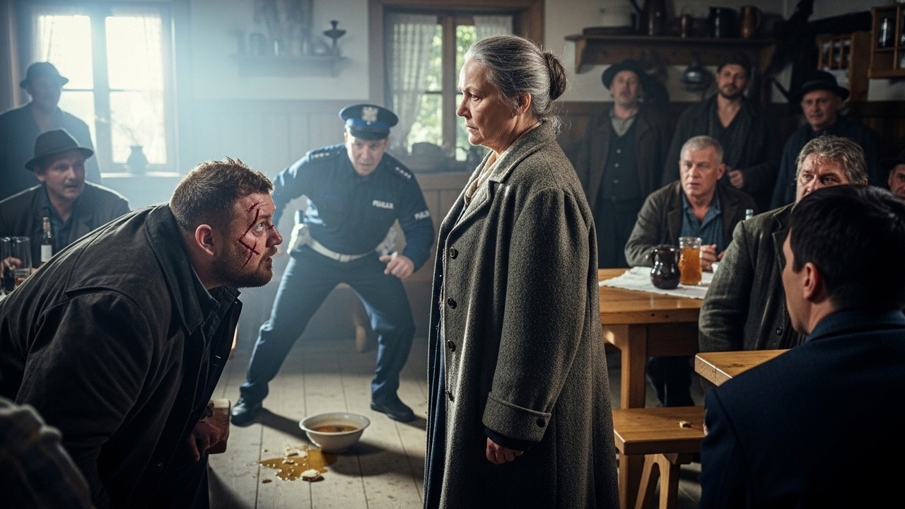 Emerytka w knajpie - zaatakowana przez drani - jej spojrzenie mrozi im krew.