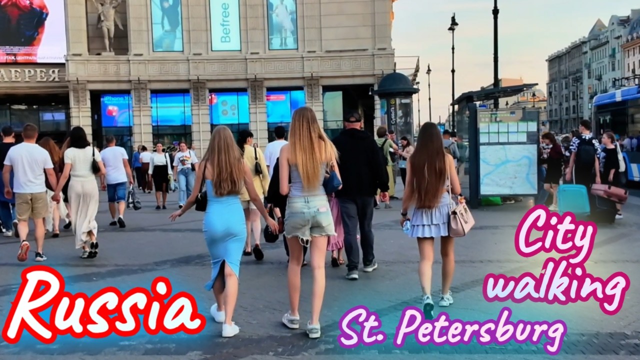🚶‍♂️Прогулка по Санкт-Петербургу 🇷🇺 | Красивые русские девушки, метро и летняя жизнь