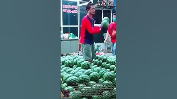 Fast Watermelon Tossing Technique || Teamwork in Action
