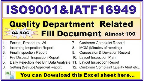Quality Assurance Department Related Almost 100 Documents