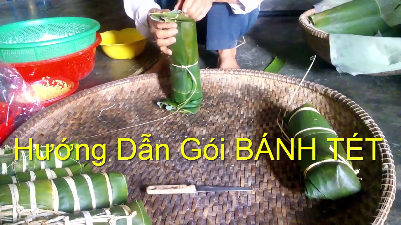 Hướng dẫn gói BÁNH TÉT Việt Nam với gạo nếp, thịt, lá chuối