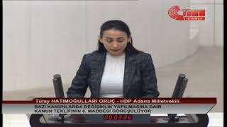 HDP ADANA MİLLETVEKİLİ TÜLAY HATIMOĞULLARI ORUÇ MECLİS KONUŞMASI-6.MADDE-21 ARALIK 2019 Resimi