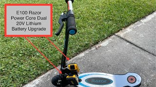 Fast Razor E100 power core scooter upgrade w/ 40V Dewalt Battery tutorial install variable throttle.