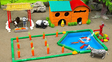 DIY mini farm model with goldfish aquarium | cowshed - animals barn | mini water pump #39
