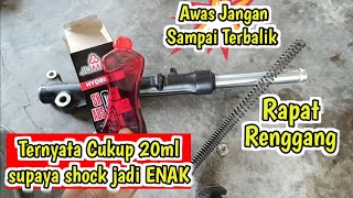 Takaran OLI SHOCK dan Cara pasang PER SHOCK depan.