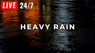 🔴 Heavy Rain on Road to Sleep FAST - Stop Insomnia, Block Noise with Rainstorm