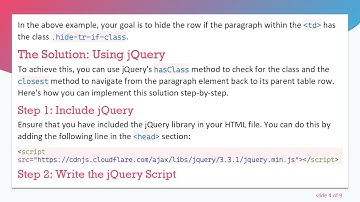 Hiding Table Rows Using jQuery if a Specific td Contains a Class