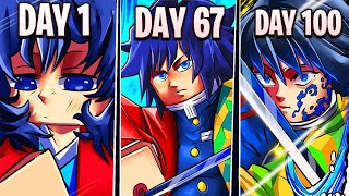 Spending 100 Days As GIYUU Tomioka In Project Slayers..