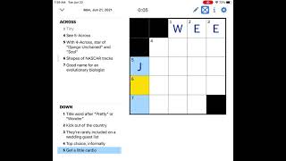 NYT daily mini crossword puzzle(Jun 21)