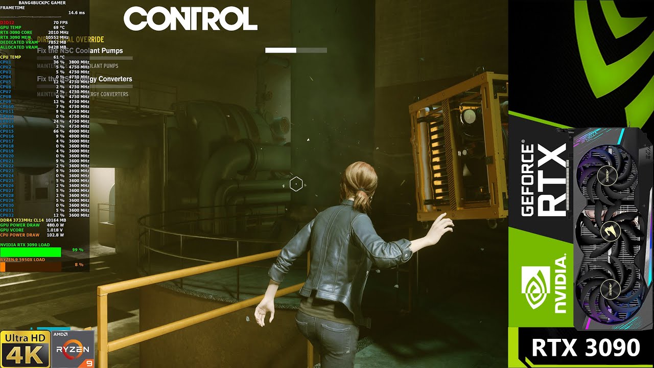Control High Settings Ray Tracing DLSS 4K | RTX 3090 | Ryzen 9 5950X ...