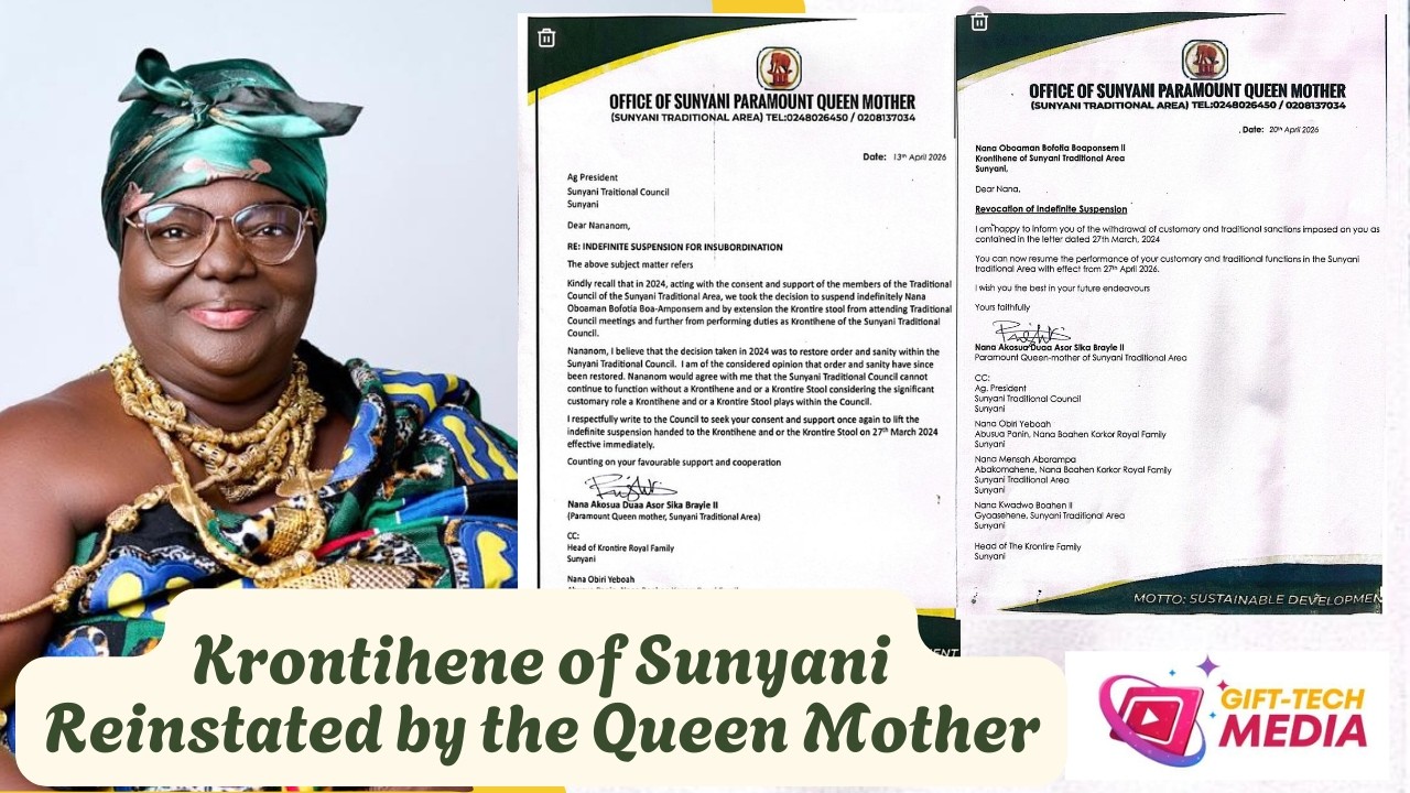 Krontihene of Sunyani Reinstated by the Queen Mother – Full Details & What It Means