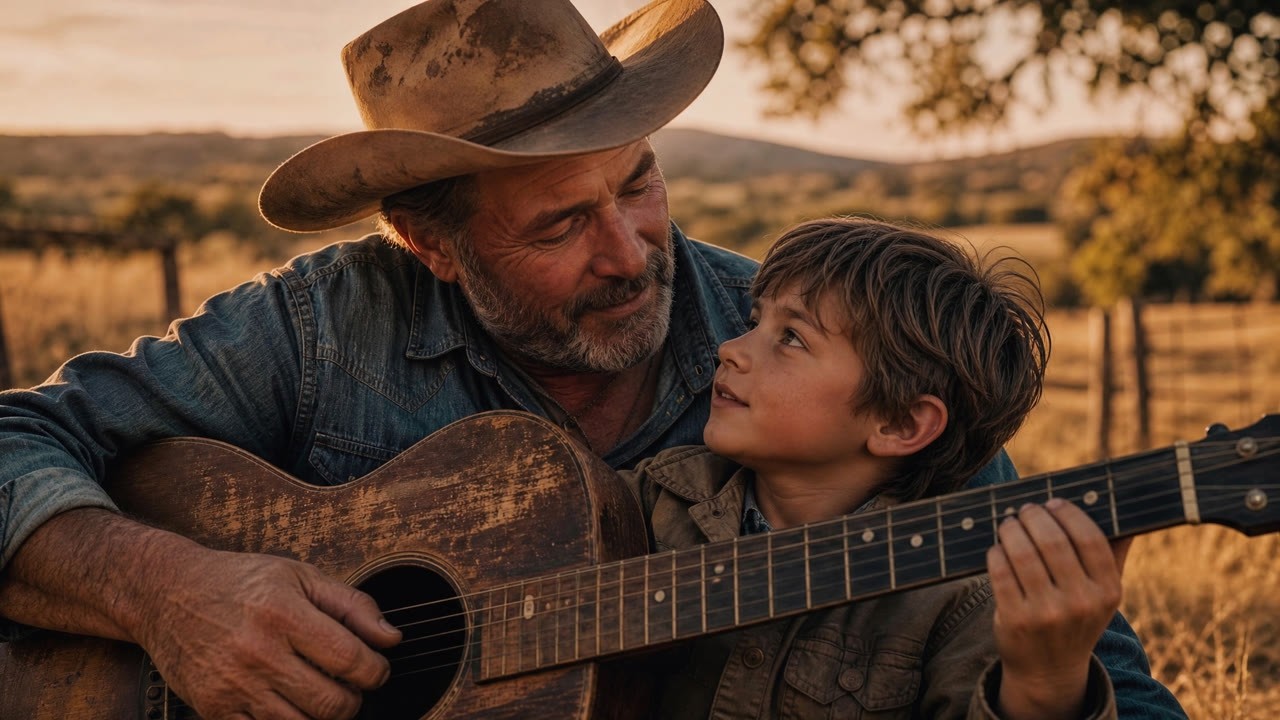 Thumbnail for the country song Father's Worn Guitar