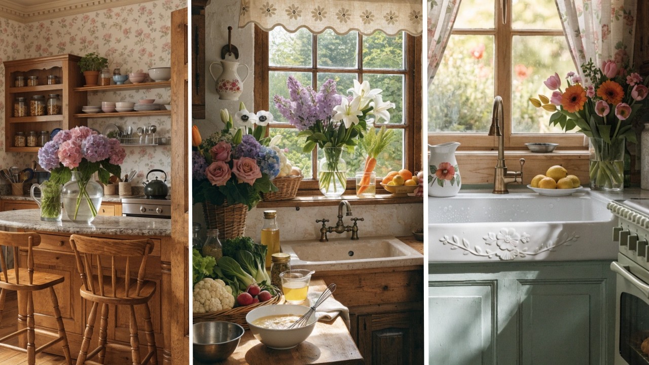 Cozy Spring Vintage Small Country Kitchen Ideas | Warm & Charming Farmhouse Inspiration.