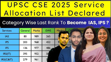 UPSC Service Allocation 2025 | Category Wise Last Rank To Become IAS, IPS ? UPSC Notification