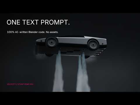 Flying car stunt from ONE text prompt - 100% AI-written Blender code, no assets